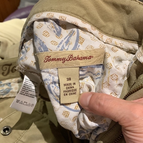 TOMMY Bahama Tan Beige Chambray Pants Tencel Cotton Blend Straight Leg Sz 38X32 - Picture 8 of 13